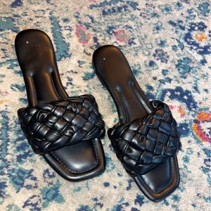 A New Day Carissa Slide Black Braided Sandals